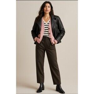 Vince Striped V-Neck Sweater Women’s Large 100%‎ Cotton Navy Cream